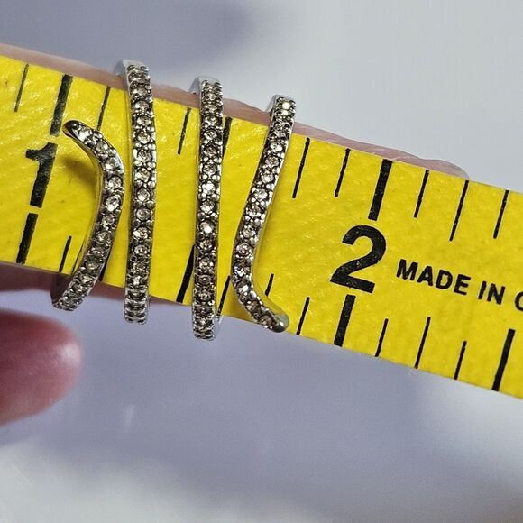 Silver Tone Clear Rhinestone Layered Wrap Ring Size 6.75 - Picture 8 of 12